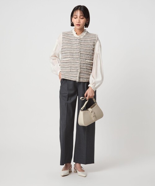 セール】ミックスツイードライク ニット ジレ ベスト（ベスト）｜green