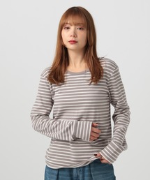 BAYFLOW | [前後VとUネックで着られる]2WAYストレッチスムースロンT / 無地ロンT / ボーダー(Tシャツ/カットソー)