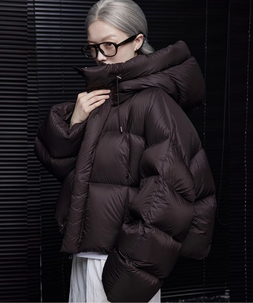 ドローコードフーディークロップドダウンジャケット（ダウンジャケット