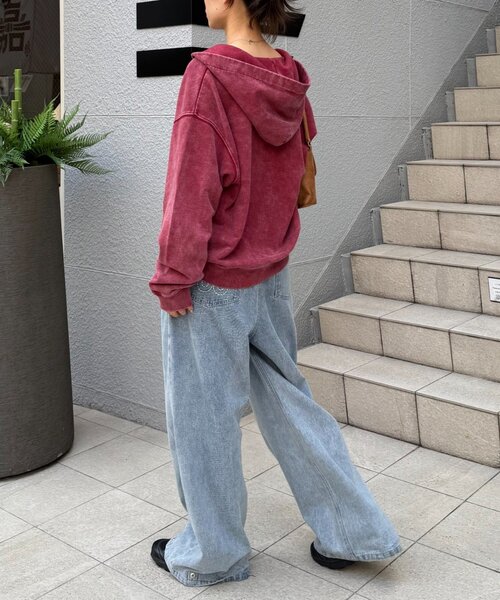 CIAOPANIC TYPY（チャオパニックティピー）の「【UNISEX】ヘビーウェイト加工スキッパーフーディー（パーカー・レディース・グリーン/レッド/ブラウン/ブラック・MEDIUM/LARGE）」の11枚目の写真