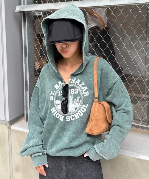 CIAOPANIC TYPY（チャオパニックティピー）の「【UNISEX】ヘビーウェイト加工スキッパーフーディー（パーカー・レディース・グリーン/レッド/ブラウン/ブラック・MEDIUM/LARGE）」の20枚目の写真
