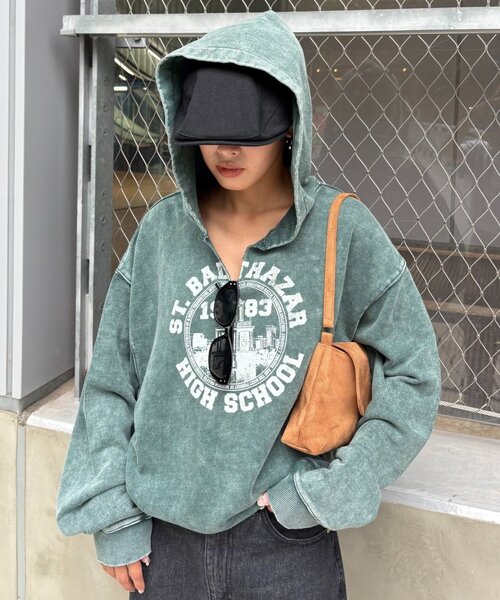 CIAOPANIC TYPY（チャオパニックティピー）の「【UNISEX】ヘビーウェイト加工スキッパーフーディー（パーカー・レディース・グリーン/レッド/ブラウン/ブラック・MEDIUM/LARGE）」の21枚目の写真