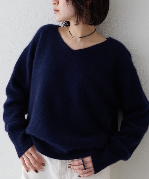 Whim GazetteフォックスウールVネックプルオーバー ニット　セーター Whim Gazette（ウィム ガゼット） ニット セーター フォックスウール V