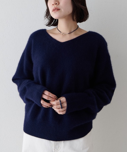 フォックスウール Vネックプルオーバー　【翌日発送】 フォックスウール Vネックプルオーバー（ニット/セーター）｜Whim