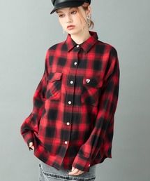 ANAP | オンブレ チェック 刺繍 オーバーサイズ シャツ(シャツ/ブラウス)