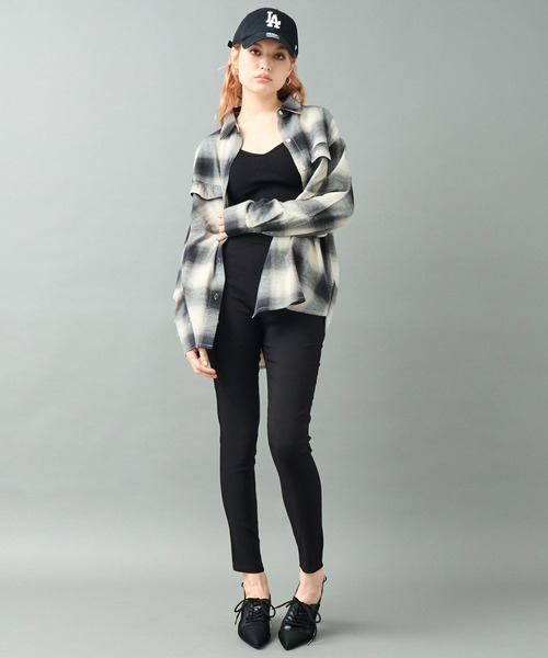 ANAP（アナップ）の「オンブレ チェック 刺繍 オーバーサイズ シャツ（シャツ/ブラウス・レディース・レッド/ブラック・F）」の5枚目の写真