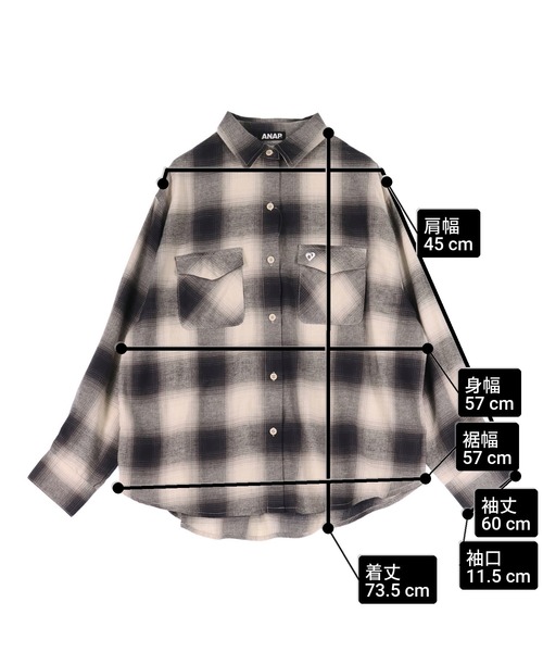 ANAP（アナップ）の「オンブレ チェック 刺繍 オーバーサイズ シャツ（シャツ/ブラウス・レディース・レッド/ブラック・F）」の15枚目の写真