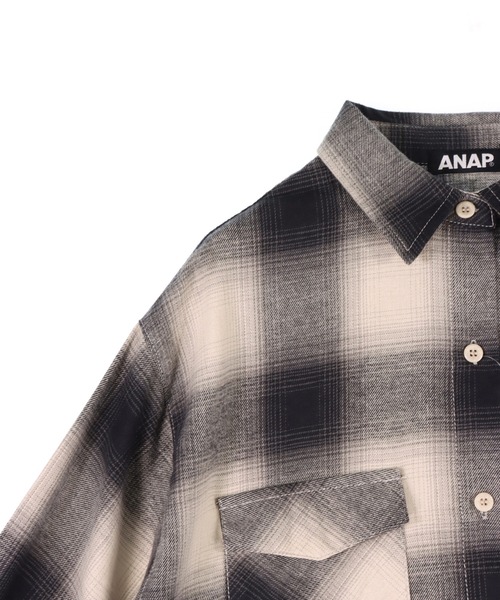 ANAP（アナップ）の「オンブレ チェック 刺繍 オーバーサイズ シャツ（シャツ/ブラウス・レディース・レッド/ブラック・F）」の17枚目の写真