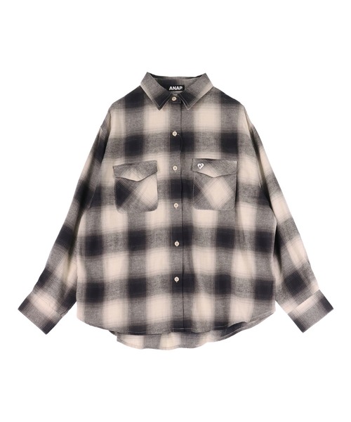 ANAP（アナップ）の「オンブレ チェック 刺繍 オーバーサイズ シャツ（シャツ/ブラウス・レディース・レッド/ブラック・F）」の21枚目の写真
