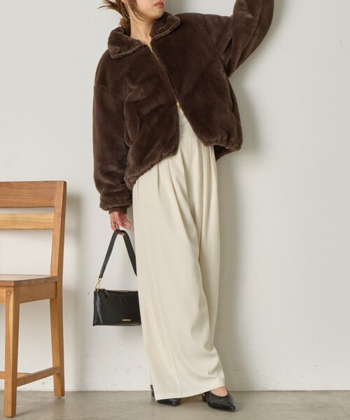 Jena espace merveilleux（ジェナ　エスパスメルヴェイユ）の「エコファースタンドネックジャケット（その他アウター・レディース・グレー/ブラウン・FREE）」の14枚目の写真