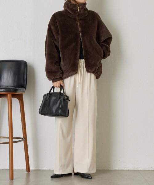 Jena espace merveilleux（ジェナ　エスパスメルヴェイユ）の「エコファースタンドネックジャケット（その他アウター・レディース・グレー/ブラウン・FREE）」の17枚目の写真