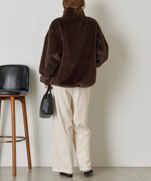 Jena espace merveilleux（ジェナ　エスパスメルヴェイユ）の「エコファースタンドネックジャケット（その他アウター・レディース・グレー/ブラウン・FREE）」の19枚目の写真