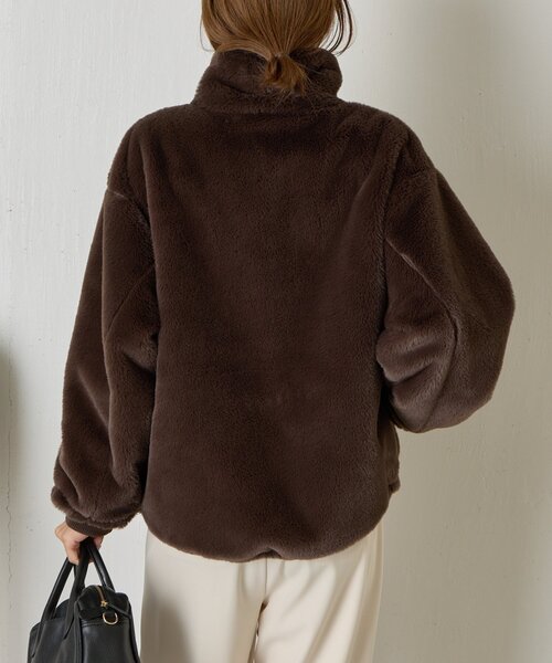 Jena espace merveilleux（ジェナ　エスパスメルヴェイユ）の「エコファースタンドネックジャケット（その他アウター・レディース・グレー/ブラウン・FREE）」の22枚目の写真