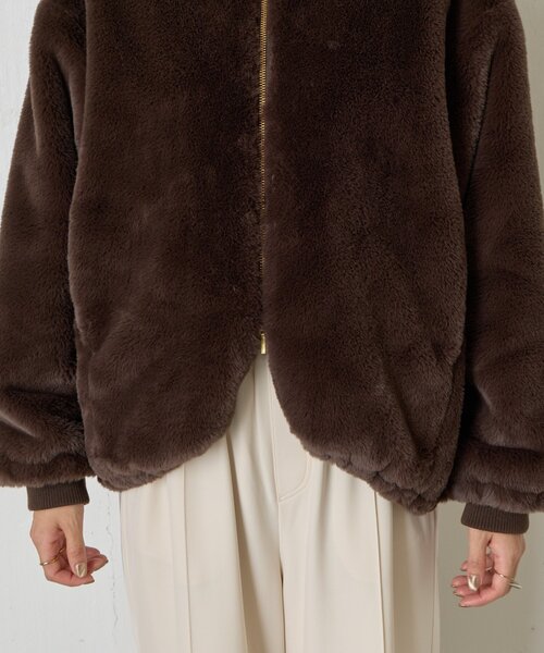 ファーコート ジェナエスパスメルヴェイユ エコファースタンドネックジャケット（その他アウター）｜Jena espace