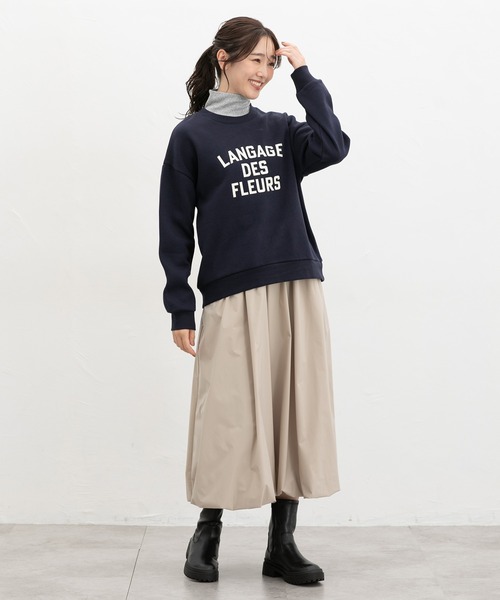 Honeys（ハニーズ）の「【ハニぽか】裏起毛ゆるロゴスウェット（スウェット・レディース・ネイビー/オートミール/杢グレー/ブラウン・L/S/M/LL）」の5枚目の写真