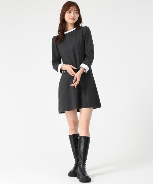 MISCH MASCH(ミッシュマッシュ)の「配色サックミニワンピース(ワンピース・レディース・ブラック/ライトグレー・S/M)」の6枚目の写真