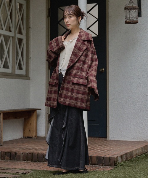 セール】check over jacket / チェックオーバージャケット（テーラード