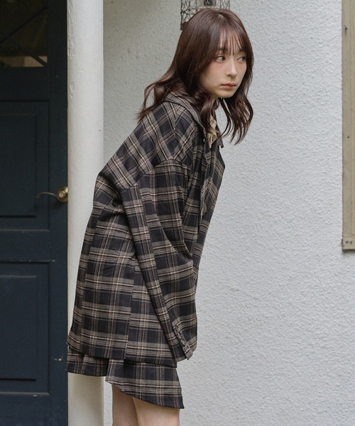 mideal（マイディール）の「check over jacket / チェックオーバージャケット（テーラードジャケット・レディース・ボルドー/ブラック・FREE）」の12枚目の写真