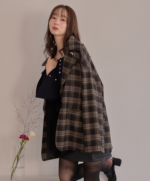 セール】check over jacket / チェックオーバージャケット（テーラード