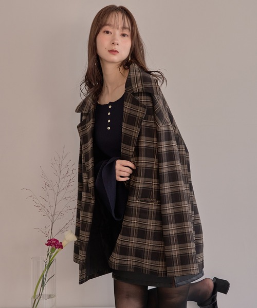 セール】check over jacket / チェックオーバージャケット（テーラード