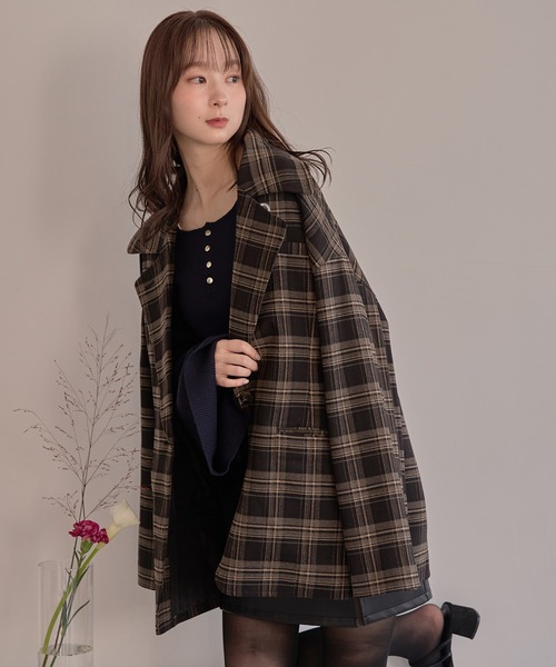 セール】check over jacket / チェックオーバージャケット（テーラード