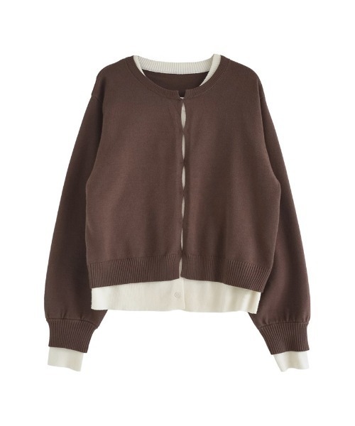 2025AW COLLECTION]クルーネックレイヤード風カーディガン
