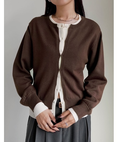 セール】[2025AW COLLECTION]クルーネックレイヤード風カーディガン