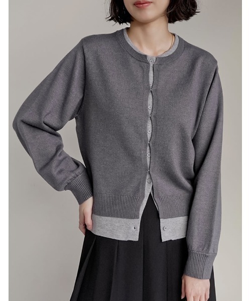 2025AW COLLECTION]クルーネックレイヤード風カーディガン