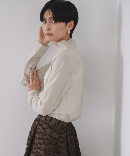 シアーハイネックトップス【洗濯機OK】（Tシャツ/カットソー）｜OPAQUE