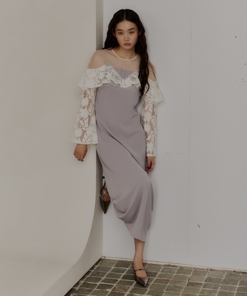 ANDRESDラッフルレースガウンレイヤードドレス ANDRESD ドレス ラッフルレースガウンレイヤードドレス / ruffle lace