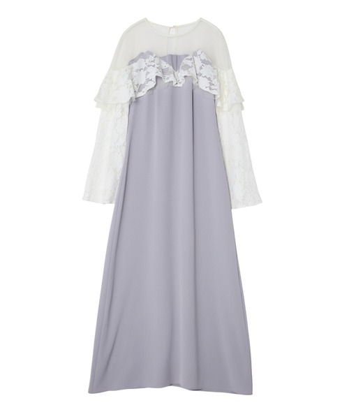 ANDRÉSD ラッフルバスティアドレス グレー ブルーのグロッシーラッフル