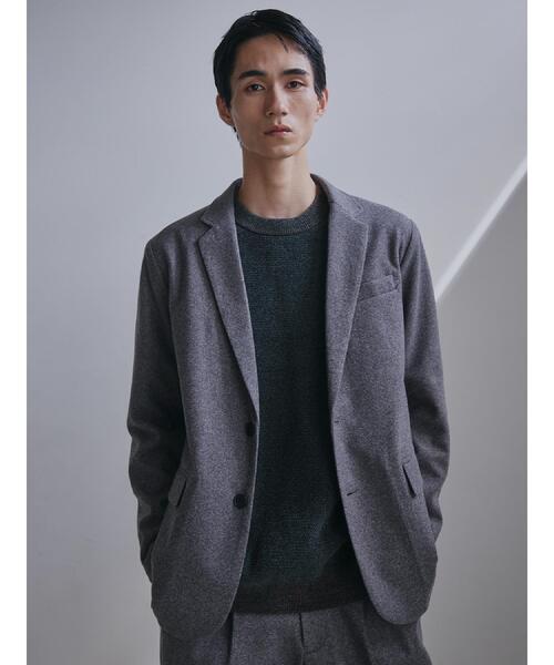 THE SHOP TK （ザ ショップ ティーケー ）の「ホームスパンジャージジャケット【セットアップ可/洗濯機OK】（テーラードジャケット・メンズ・ダークグレー/ダークブラウン/ベージュ系その他5・04/02/03）」の2枚目の写真