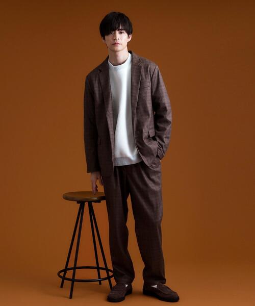 THE SHOP TK （ザ ショップ ティーケー ）の「ホームスパンジャージジャケット【セットアップ可/洗濯機OK】（テーラードジャケット・メンズ・ダークグレー/ダークブラウン/ベージュ系その他5・04/02/03）」の6枚目の写真