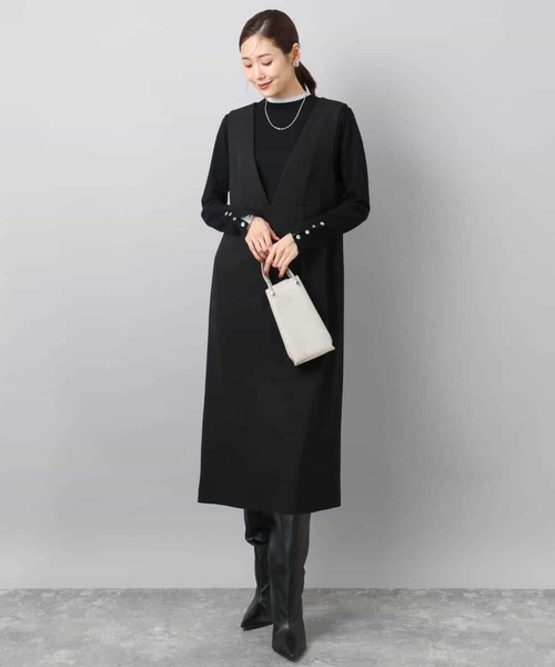 ⚫︎美品 Lisette ウール メルトン ジャンパースカート オールインワン LEPSIM（レプシィム）の「【産前・産後対応】マタニティ／ポケ付きZIP