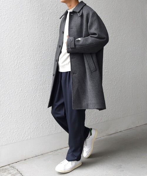 SHIPS any: PURE WOOL MELTON ステンカラー コート 25AW◇（ステン