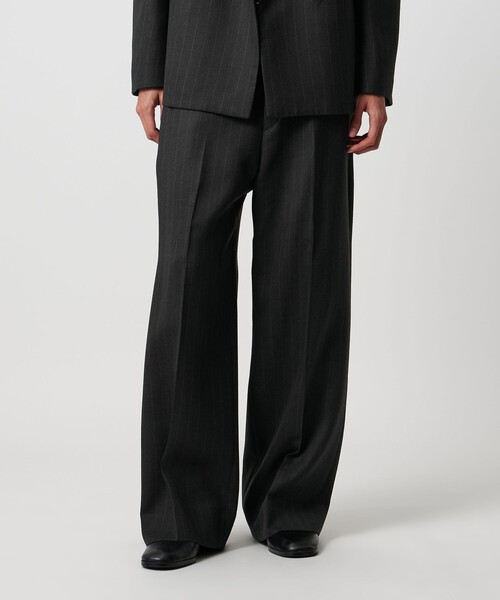 H beauty&youth ワイドスラックス ブラック H＞クリア ダブルクロス ワイドスラックス（スラックス）｜H