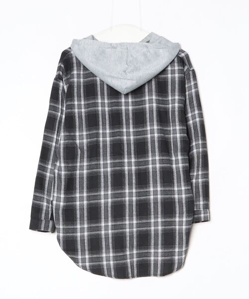 .KOM（ドットコム）の「A'GEM/9 × .kom 『.KOM/ドットケーオーエム』HOOD LAYERED CHECK SHIRT/Y2Kフードレイヤードチェックシャツ（シャツ/ブラウス・レディース・ブルー/ブラック・FREE）」の21枚目の写真