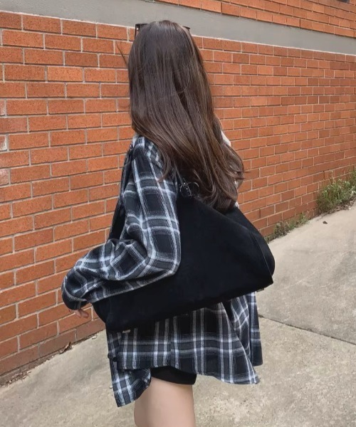 .KOM（ドットコム）の「A'GEM/9 × .kom 『.KOM/ドットケーオーエム』HOOD LAYERED CHECK SHIRT/Y2Kフードレイヤードチェックシャツ（シャツ/ブラウス・レディース・ブルー/ブラック・FREE）」の5枚目の写真