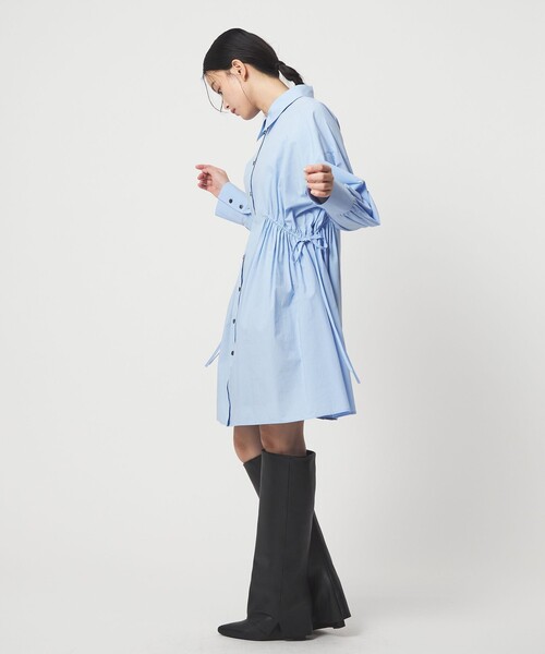 EMMEL REFINES(エメルリファインズ)の「<EMMEL REFINES>EM ドロストシャツ チュニック ワンピース(ワンピース・レディース・ホワイト/ライトブルー・FREE)」の9枚目の写真