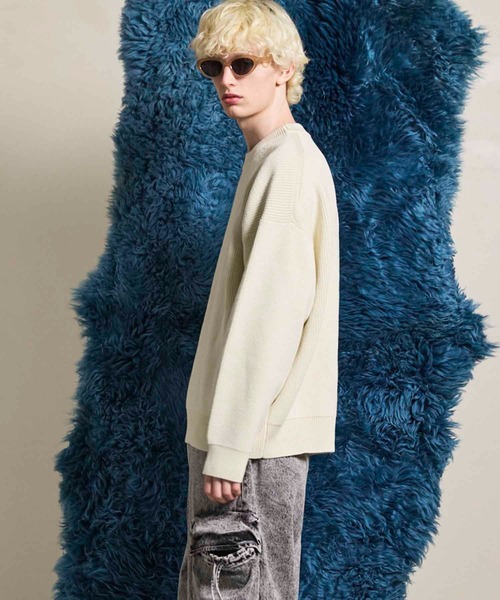 MAISON SPECIAL（メゾンスペシャル）の「《UNISEX》Prime-Over Pullover Crew Neck Knit/プライムオーバープルオーバークルーネックニット【MAISON SPECIAL/メゾンスペシャル】（ニット/セーター・メンズ・アイボリー/ブラック/ピンク/バーガンディー・0/1/2）」の14枚目の写真