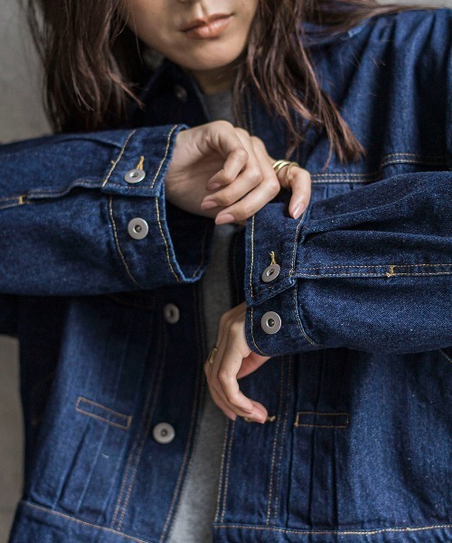 WEB限定】デニムクロップドジャケット≪洗濯機で洗える≫（デニム