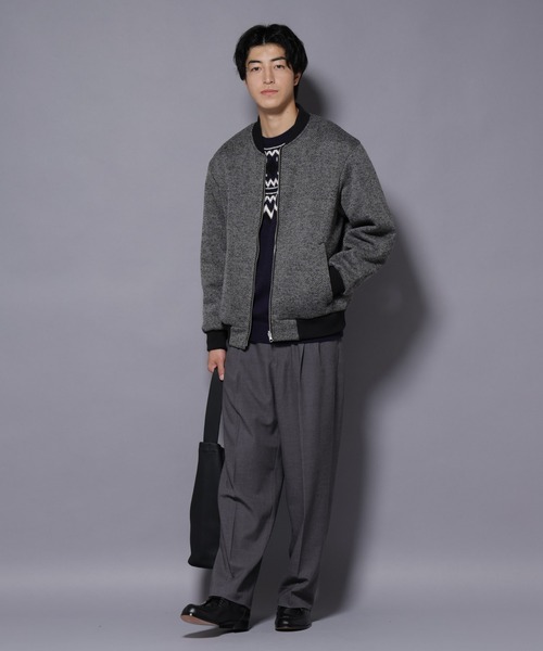 セール】ニットフリースZIPブルゾン(セットアップ可)（ブルゾン