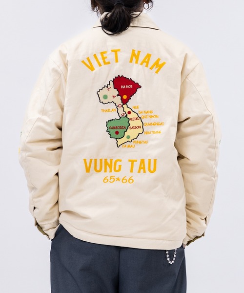 JOHN'S CLOSET(ジョンズクローゼット)の「【22】リバーシブル ベトナムジャケット 別珍&ナイロンリップ コットンツイル&ナイロンリップ(ミリタリージャケット・メンズ・マルーン/グリーン/オフホワイト/ブラック・X-LARGE/LARGE/MEDIUM)」の2枚目の写真