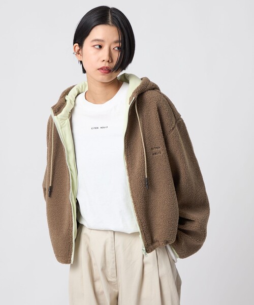 CITEN（シテン）の「＜CITEN＞ロゴボアフリースブルゾン（ブルゾン・レディース・ブラウン系/ダークグレー・S/M）」の6枚目の写真