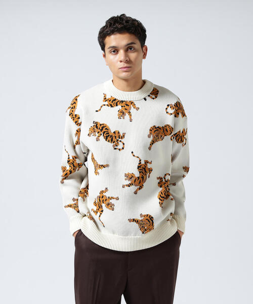 BEAVER（ビーバー）の「B omnivore/ビーオムニボー　TIGER KNIT TOP（ニット/セーター・メンズ・ナチュラル/ブラック・L/M/XL）」の22枚目の写真