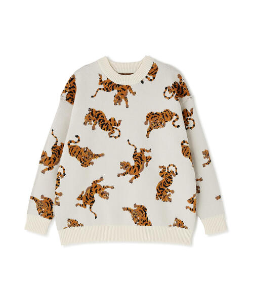 BEAVER（ビーバー）の「B omnivore/ビーオムニボー　TIGER KNIT TOP（ニット/セーター・メンズ・ナチュラル/ブラック・L/M/XL）」の2枚目の写真