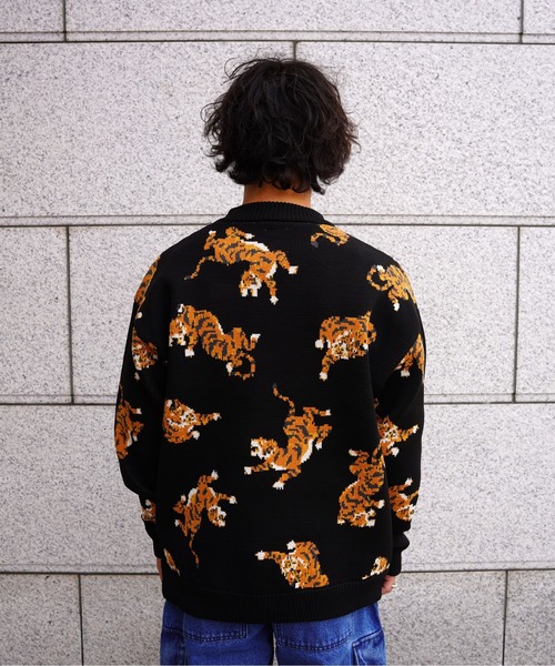 BEAVER（ビーバー）の「B omnivore/ビーオムニボー　TIGER KNIT TOP（ニット/セーター・メンズ・ナチュラル/ブラック・L/M/XL）」の5枚目の写真
