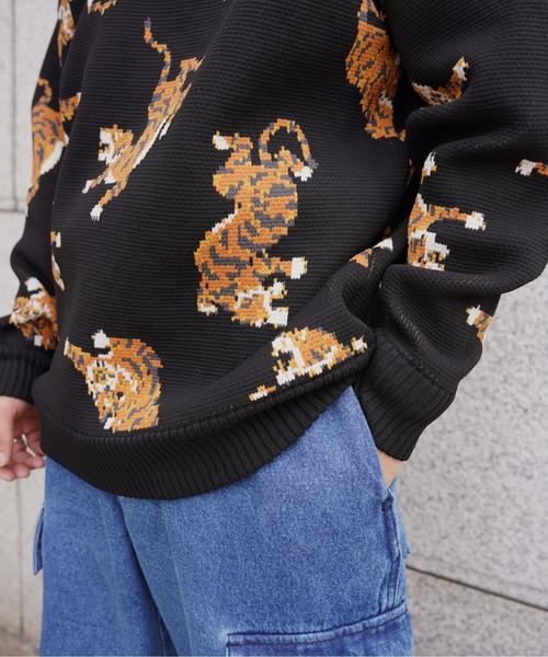 BEAVER（ビーバー）の「B omnivore/ビーオムニボー　TIGER KNIT TOP（ニット/セーター・メンズ・ナチュラル/ブラック・L/M/XL）」の9枚目の写真