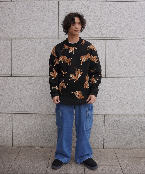 BEAVER（ビーバー）の「B omnivore/ビーオムニボー　TIGER KNIT TOP（ニット/セーター・メンズ・ナチュラル/ブラック・L/M/XL）」の7枚目の写真