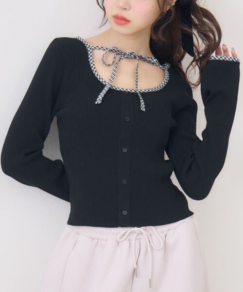 セール】チェックパイピングNTPO（ニット/セーター）｜ems excite